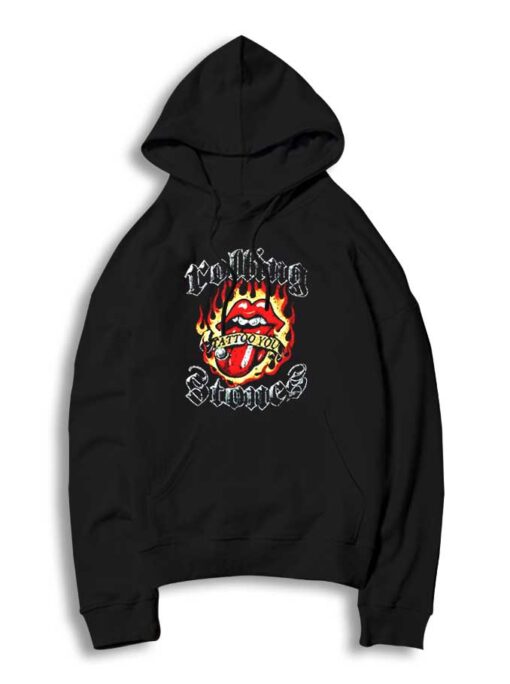 Rolling Stones Flaming Tattoo Tongue Hoodie