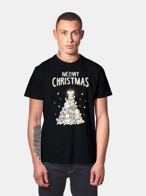 Meowy Christmas Cat Tree T Shirt