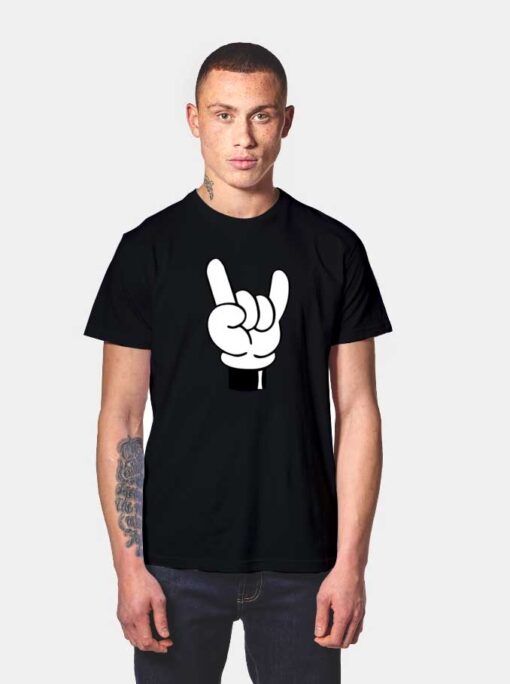 Mickey Mouse Rock N Roll Sign T Shirt