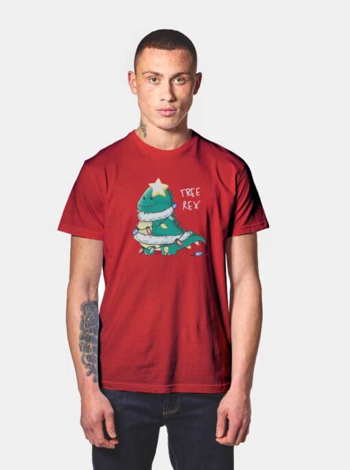 Christmas Tree Rex Dinosaur T Shirt