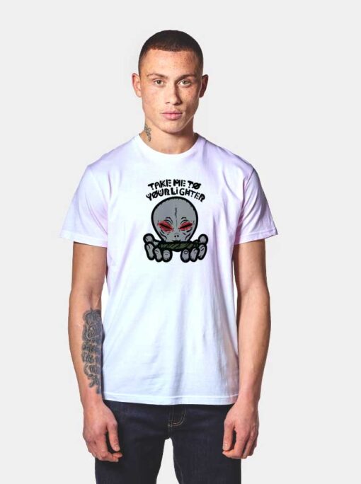 Smoking Alien Lighter T Shirt