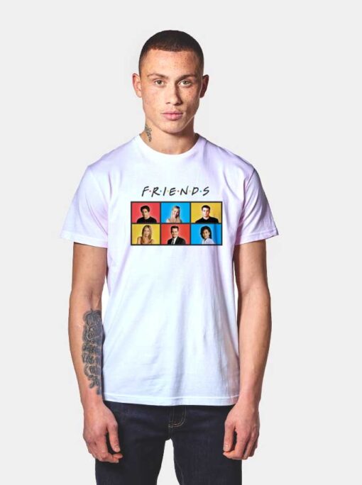 Friends TV Show Cast Photo Grid Vintage T Shirt