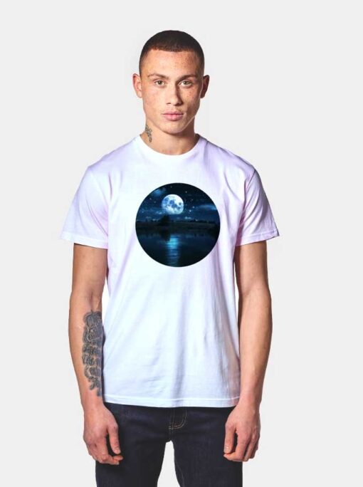 Full Moon Over River T Shirt