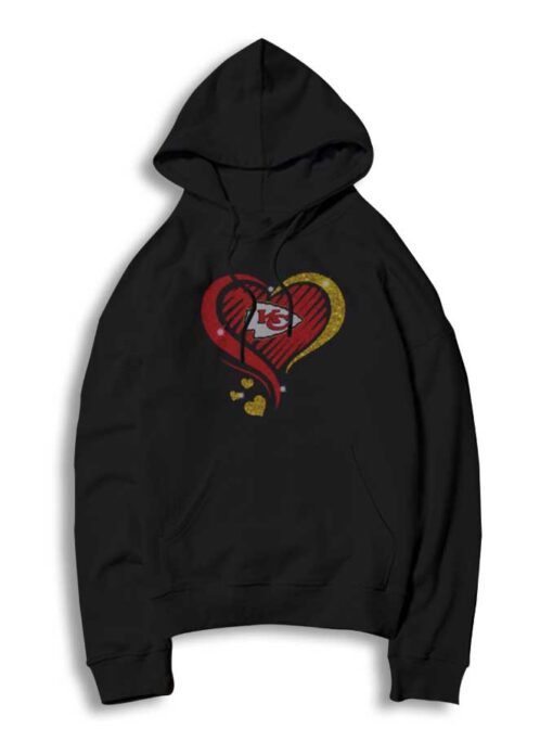 Glittering Heart Kansas City Chiefs Logo Hoodie