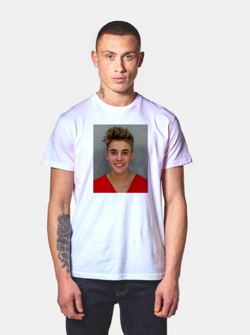 Justin Bieber Mugshot Face Photo T Shirt