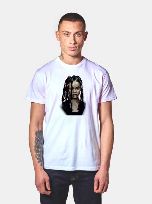 Rihanna With Her Dreadlocks Hair Photo T Shirt