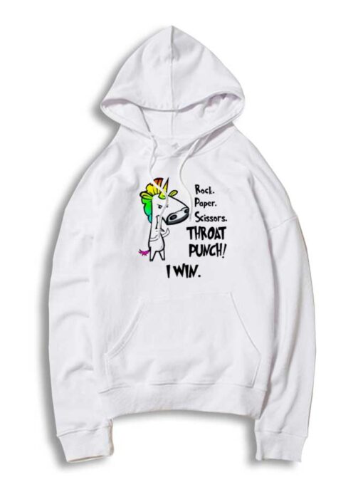 Unicorn Rock Paper Scissors Throat Punch I Win Hoodie