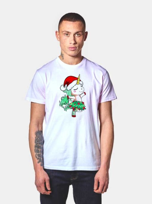 Unicorn Santa Hat Dancing Christmas T Shirt