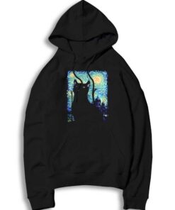 Van Gogh Black Cat Starry Night Painting Hoodie