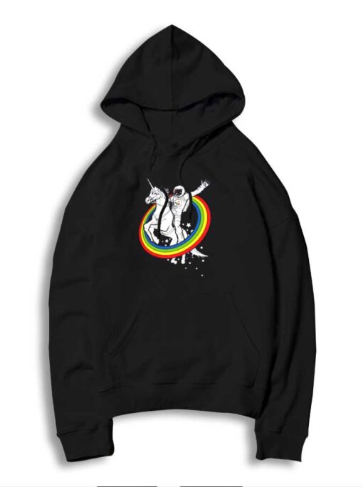 Astrounaut Riding Space Unicorn Rainbow Ring Hoodie