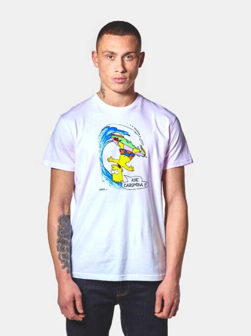 Bart Simpson Aye Carumba Surfing Beach T Shirt