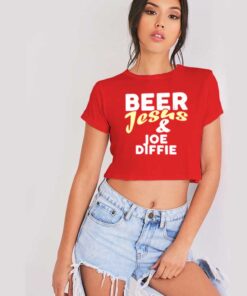 Beer Jesus And Joe Diffie Quote Logo Crop Top Shirt