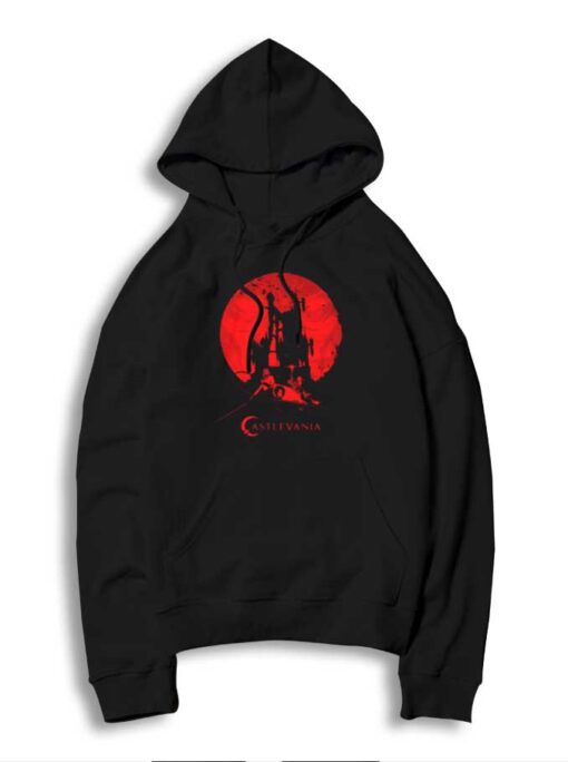 Castlevania Red Fullmoon Silhouette Castle Vintage Hoodie