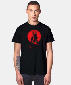 Castlevania Red Fullmoon Silhouette Castle Vintage T Shirt