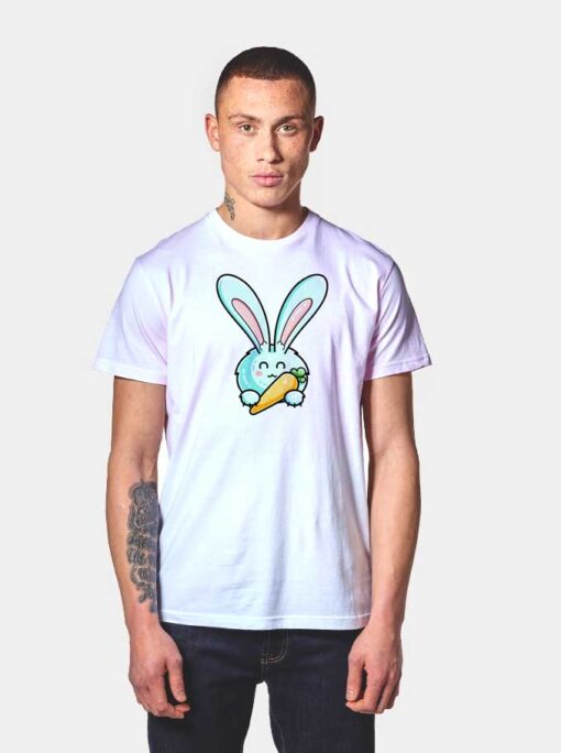 Cute Rabbit Holding Carrot Easter Day T Shirt