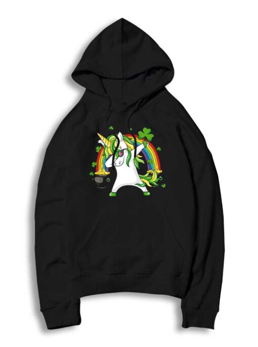 Dabbing Rainbow Unicorn Beer Drinking St Patricks Day Hoodie