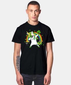 Dabbing Rainbow Unicorn Beer Drinking St Patricks Day T Shirt