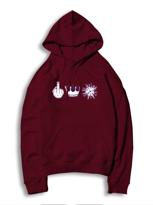 Fuck Corona Virus Middle Hand Crown Logo Hoodie