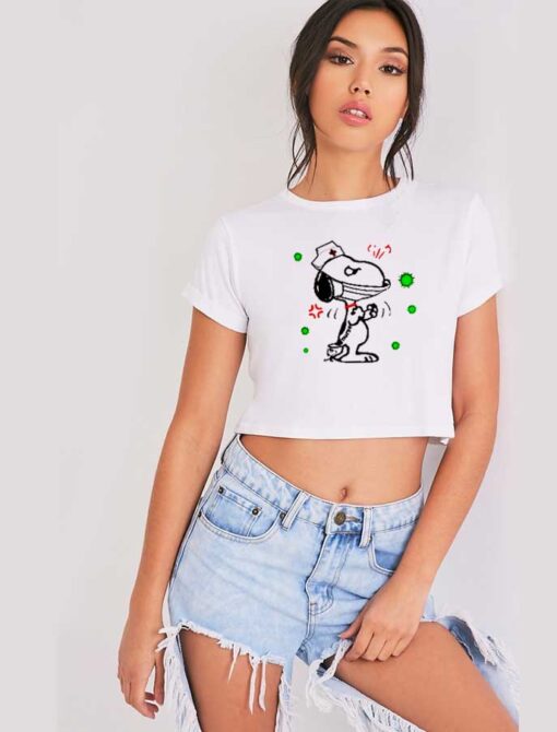 Nurse Snoopy Againts Coronavirus Covid-19 Pandemic Crop Top Shirt