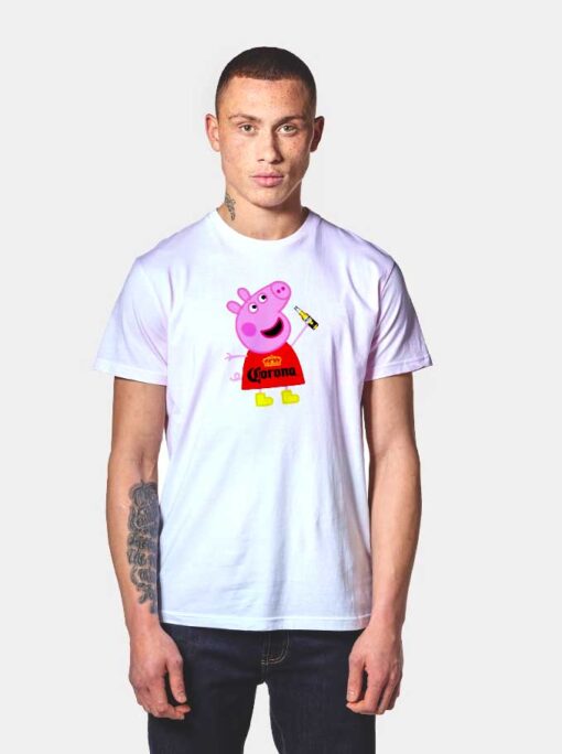 Peppa Pig Drink Corona Beer Crown Logo T Shirt