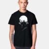 The White Wolf Man With Fullmoon Background T Shirt