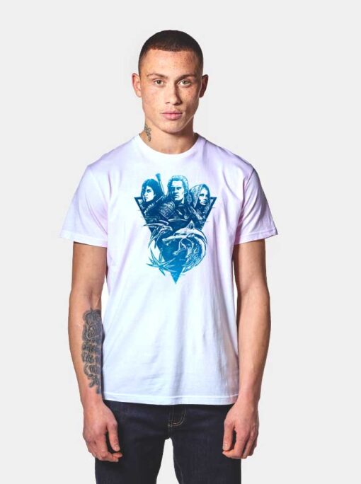 Vintage Witcher Blue Triangle Logo T Shirt