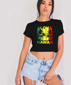 Aloha Hawaiian Island Vintage Throwback Crop Top Shirt