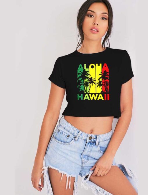 Aloha Hawaiian Island Vintage Throwback Crop Top Shirt