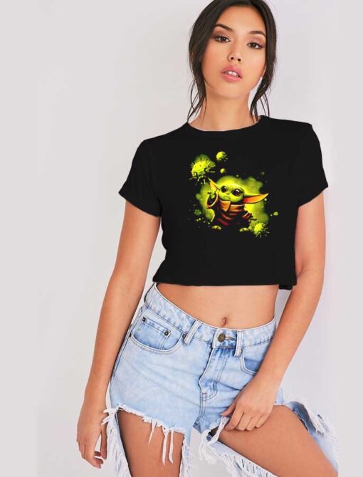 Baby Yoda And The Force Of Coronavirus Crop Top Shirt