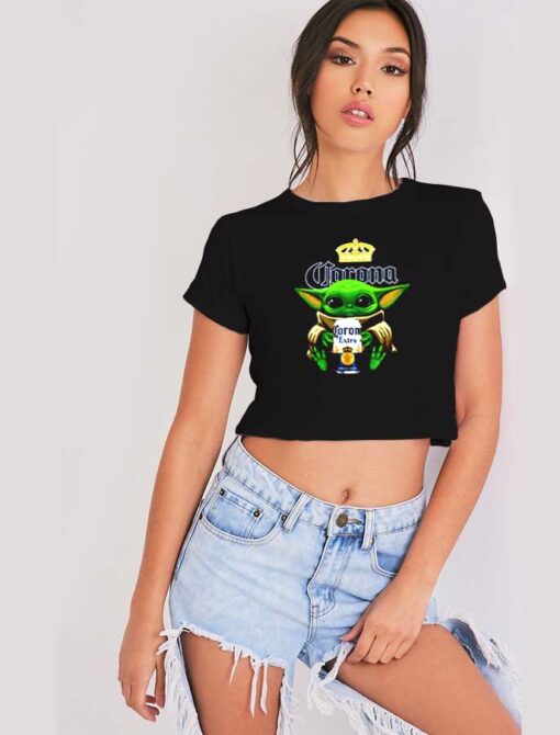 Baby Yoda Corona Extra Beer Crown Crop Top Shirt