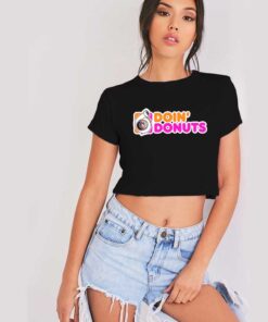 Doin Donuts Car Engine Logo Crop Top Shirt