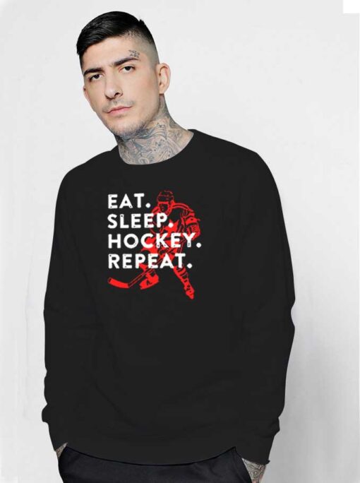 Eat Sleep Hockey Repeat Ice Sport Logo Sweatshirt