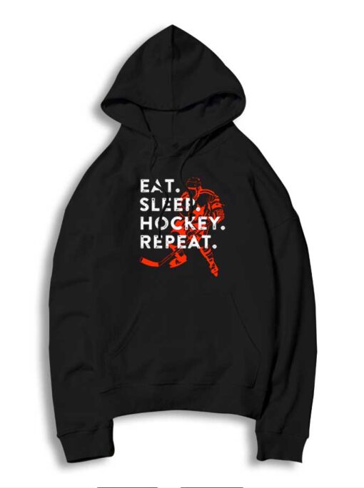 Eat Sleep Hockey Repeat Ice Sport Logo Hoodie