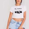 Four Chatting Black Cat Ew People Crop Top Shirt