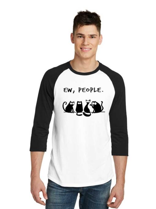 Four Chatting Black Cat Ew People Raglan Tee