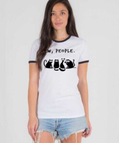 Four Chatting Black Cat Ew People Ringer Tee