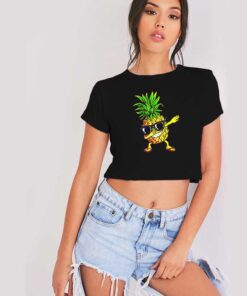 Hawaiian Dabbing Pineapple Sunglasses Crop Top Shirt