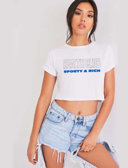 Health Club Sporty And Rich Jersey Logo Crop Top Shirt