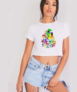 Nickelodeon Old School Group Characters Crop Top Shirt