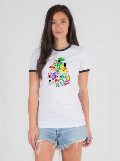 Nickelodeon Old School Group Characters Ringer Tee