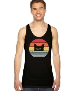 Peeking Black Cat Vintage Logo Tank Top