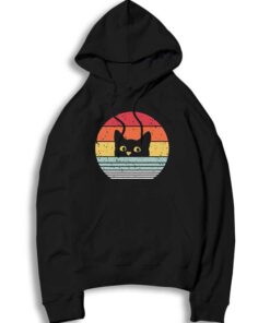 Peeking Black Cat Vintage Logo Hoodie