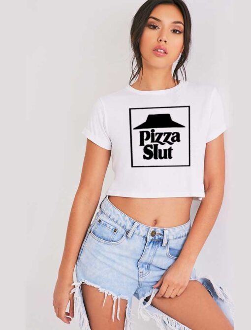 Pizza Slut Delivery Funny Logo Crop Top Shirt