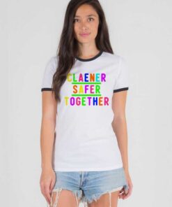 Rainbow Cleaner Safer Together Ringer Tee