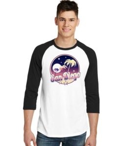 San Diego California Night Retro Raglan Tee