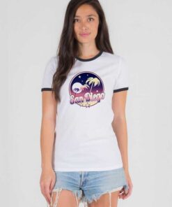 San Diego California Night Retro Ringer Tee