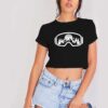 Snowboarding Mountain In Ski Googles Crop Top Shirt