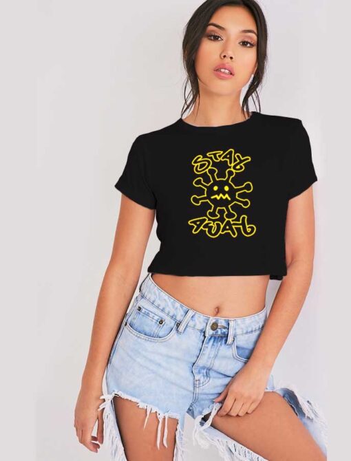 Stay Away Virus Street Art Crop Top Shirt