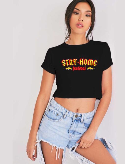 Stay Home Festival Metal Style Logo Crop Top Shirt