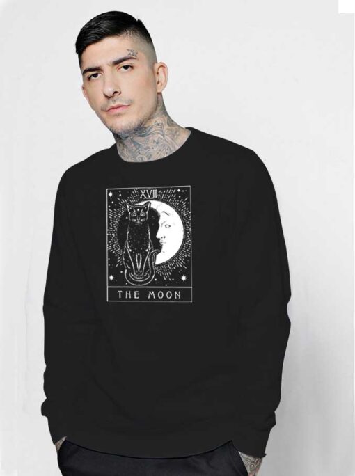 Tarot Card Crescent Moon And Cat Sweatshirt